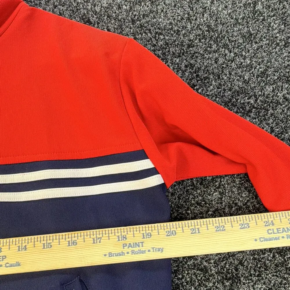 Avon Sport Men’s Red Blue White Striped Track Jacket Full Zip Stand-Up L